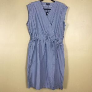Le Gali Dress Womens XL Claudia Navy Striped‎ Sleeveless Surplice V Neck